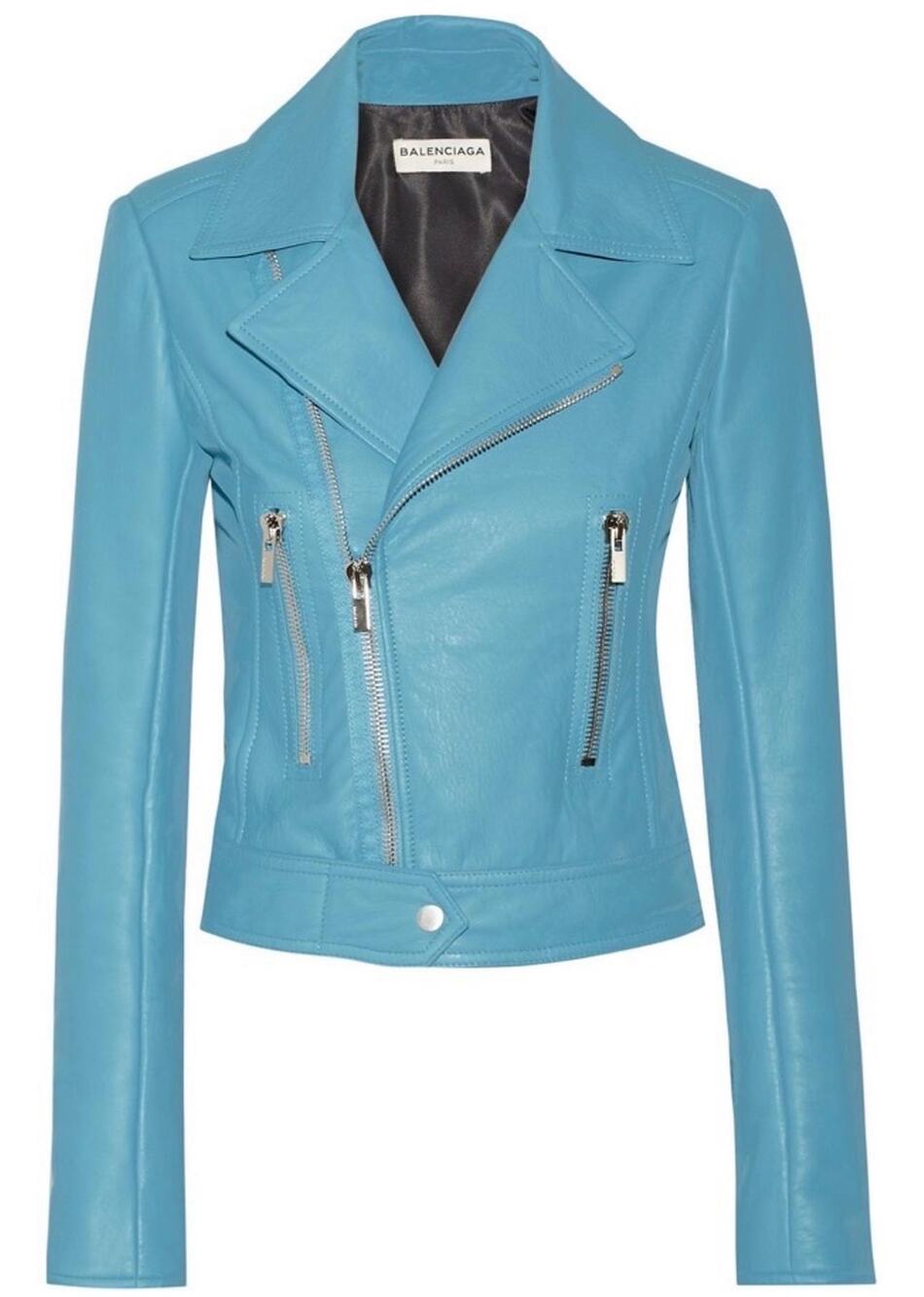 Balenciaga .Paris Turquoise Lambskin Leather Moto Jacket FR38 Alexander Wang '15